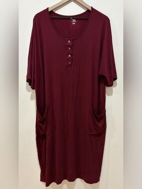 Lates Maroon Always Dress Nightgown Oversized Short Sleeves - Women’s Large XL